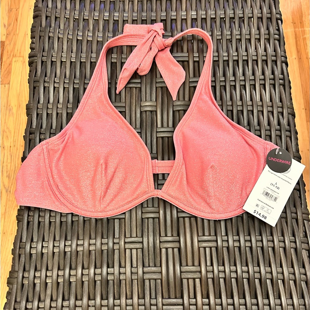 NWT NOBO Pink Bikini Top with Underwire Size L (11-13)